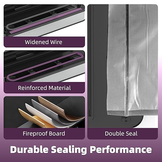 10-In-1 Vacuum Food Sealer Machine, 85Kpa 200W Automatic Food Sealer, Low Noise Food Vacuum Saver with Sealer Bags, Roll, Build-in Cutter, Handheld and Compact Design with Digital Timer