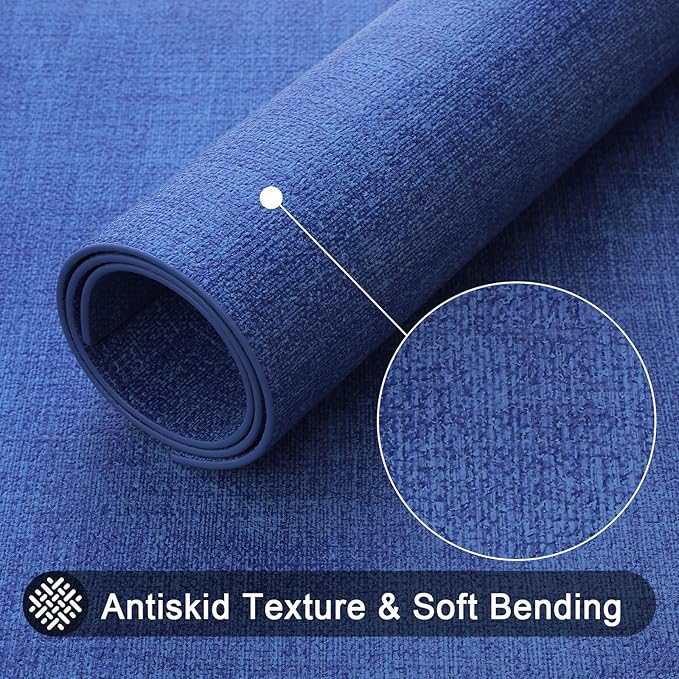 homing Faux Leather Heat Resistant Placemats 6 Packs, Waterproof Wipeable Dining PU Place Mats for Indoor & Outdoor, Easy to Clean, Sea Blue