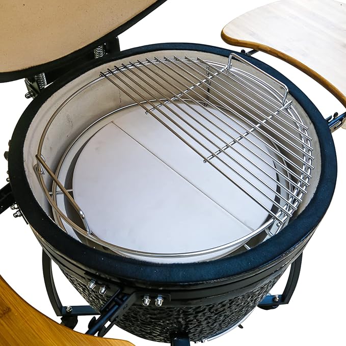 Half Moon Baking Stone Pizza Baking Stone for Big Green Egg XL, 2Pack 19.7" Cooking Stone Ceramic for Kamado Joe Big Joe II, for Primo Oval XL, for Vision Grills XL,forCharGriller Akorn Kamado Kooker