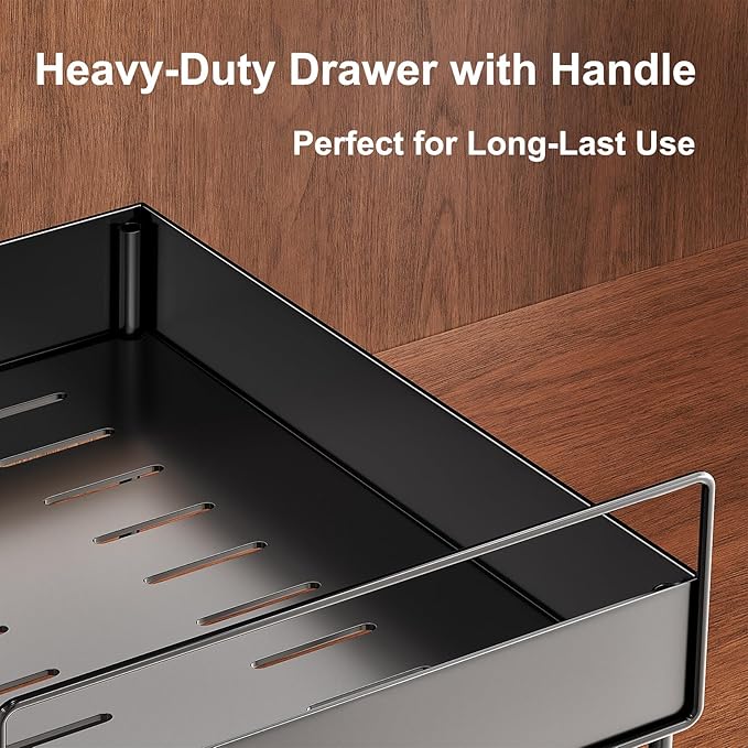 Pull Out Spice Rack Organizer for Large Upper Cabinet, Easy to Install, Drill-Free, Cabinet Requires- Clearance Height > 12 inch, Width>9 inch, Depth> 11 inch - (1 Pack)