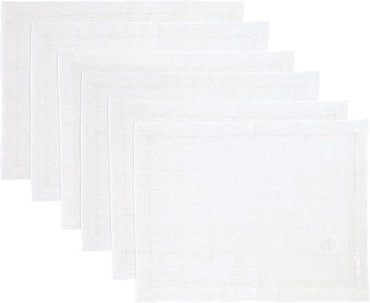 Solino Home Linen White Placemats Set of 6-100% Pure Linen Placemats 14 x 19 Inch for Fall, Autumn, Halloween, Thanksgiving, Christmas, Holiday - Fete
