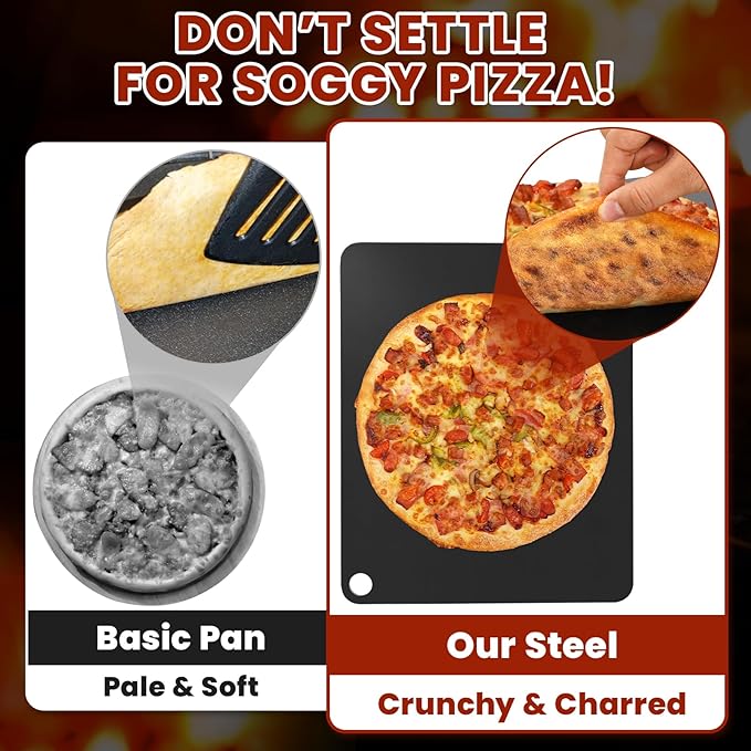 1MORE Pizza Steel for Oven,16"x13"Steel Pizza for Grill,1/4" Thick Pre-Seasoned Pizza Cooking Steels for Artisan Pizza, Bread, BBQ Restaurant-Quality Crisp Crust | Perfect for Oven Baked