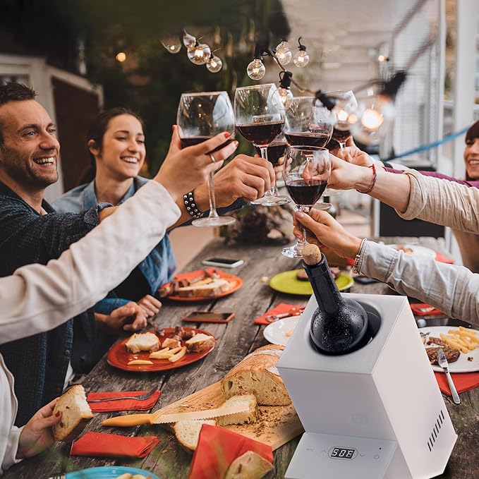 Cobalance Wine Chiller,Electric Wine Cooler Bucket for 750ml Vino or Some Champagne,Single Bottle Chiller for Poolside Party,Gift Set for Vino Lover