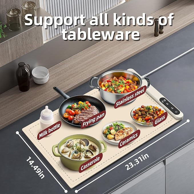 Foldable Food Warming Mat, Silicone Warming Mat for Food, Electric Warming Tray, Portable Food Warmer, Buffet Party Home Gathering Vacation Electric Food Warmer