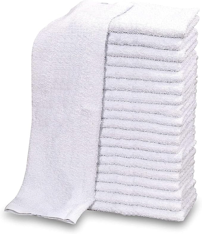 GOLD TEXTILES New Cotton Blend White Restaurant Bar Mops Kitchen Towels (12, White)