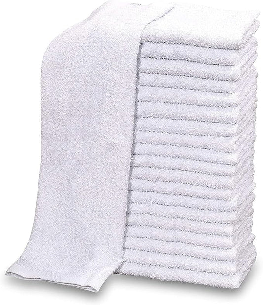 GOLD TEXTILES New Cotton Blend White Restaurant Bar Mops Kitchen Towels (12, White)