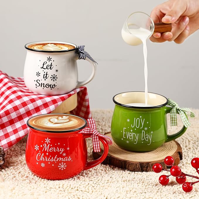 6PCS Christmas Coffee Mugs Set - 12 oz Ceramic Holiday Mugs for Hot Cocoa & Winter Beverages - Christmas Gift for Family, Friends, Women, Home Decor