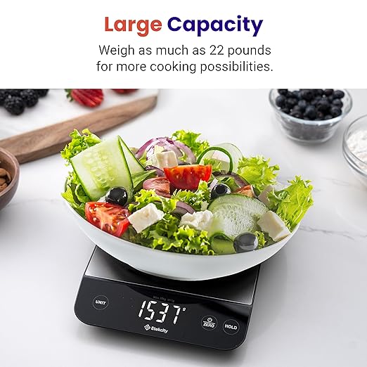Etekcity Digital Food Kitchen Scale, Grams and Oz for Weight Loss, Baking and Cooking, 0.05oz/1g Precise Graduation,5 Weight Units, IPX6 Waterproof, USB Rechargeable,304 Stainless Steel-Silver, 22lb