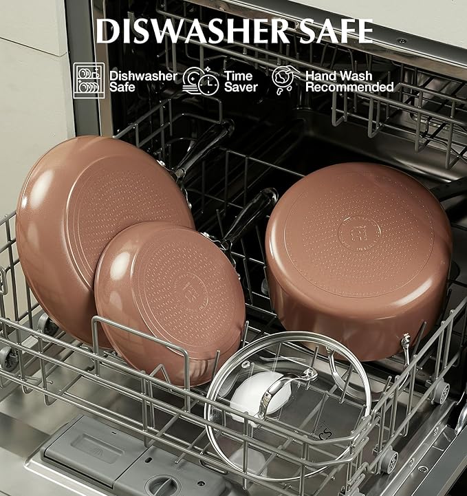 KOCH SYSTEME CS 8 Inch Nonstick Frying Pan Skillet, Ceramic Non Stick Frying Pans, Non Toxic Pans for Cooking, Induction Compatible Egg Pan, Free of PFOA & PTFE, Dishwasher & Oven Safe, Brown