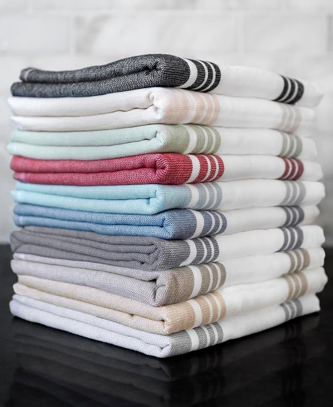 All-Clad Dual-Purpose Kitchen Towels: Highly Absorbent - 100% Cotton, 17"x30" Dish Towels for Cleaning & Drying Dishes & Glassware, 3-Pack, Almond