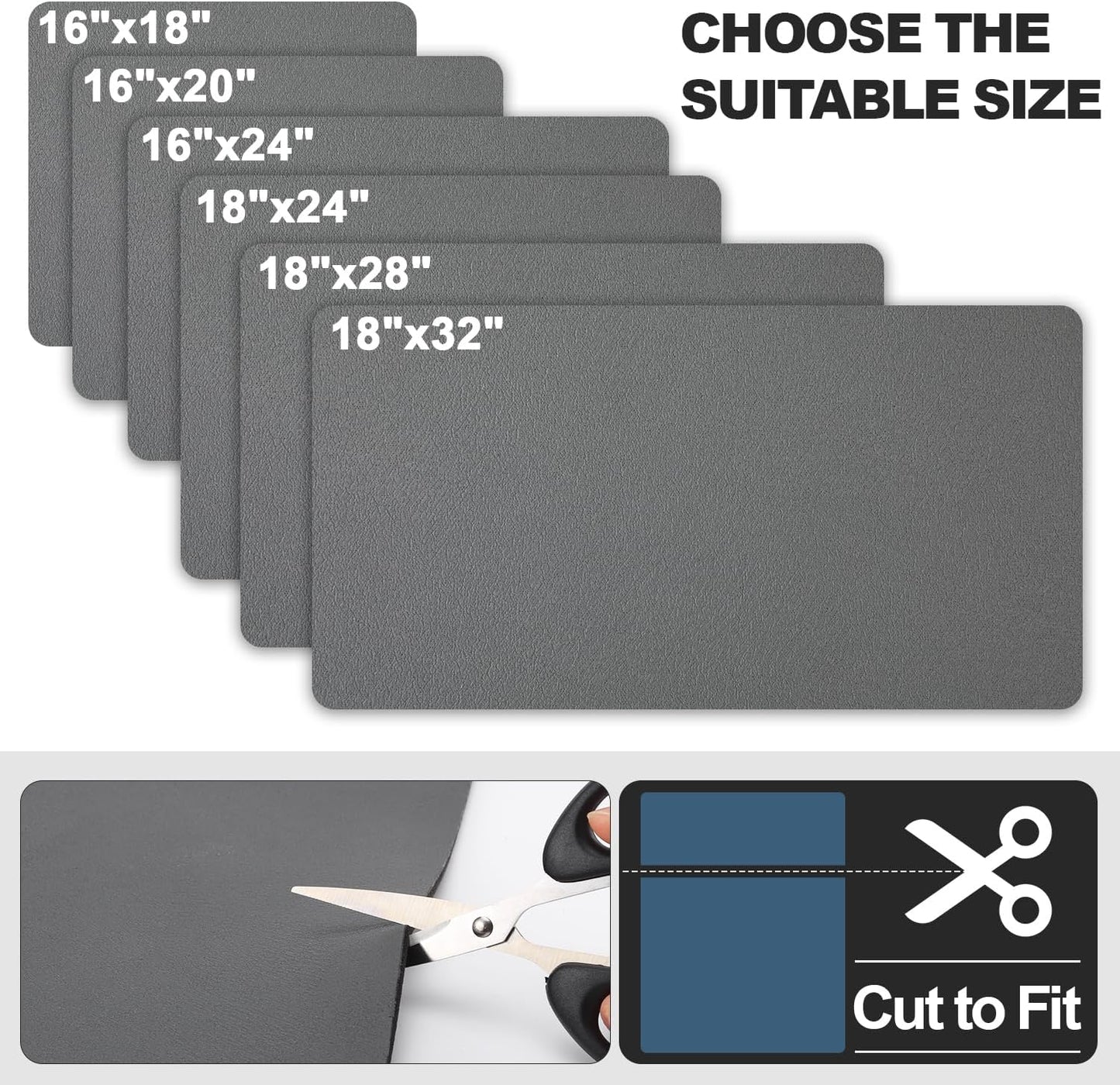 Dish Drying Mat for Kitchen Counter | Coffee Bar Mat for Countertops | Heat Resistant Drainer Mat with Non-slip Rubber Backed | Hide Stain Kitchen Absorbent Draining Mat | Dark Grey 16"x18"