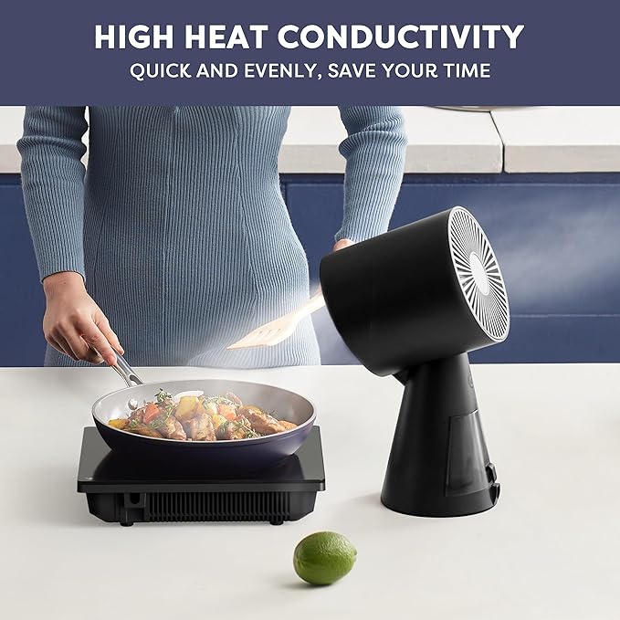 CIARRA Nonstick Ceramic Frying Pan, Non Toxic, PTFE & PFOA Free, Oven Safe & Compatible with All Stovetops, 10.2 Inches, Blue