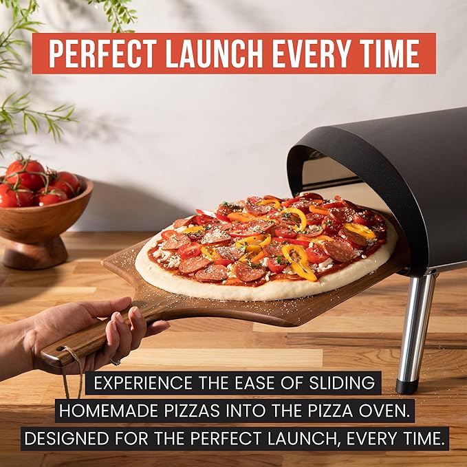 Chef Pomodoro 14-inch Acacia Pizza Peel, Wooden Pizza Peel 14 Inch, Homemade Wood Pizza Peel, Pizza Peel with Handle, Pizza Oven Accessories, Spatula Gourmet