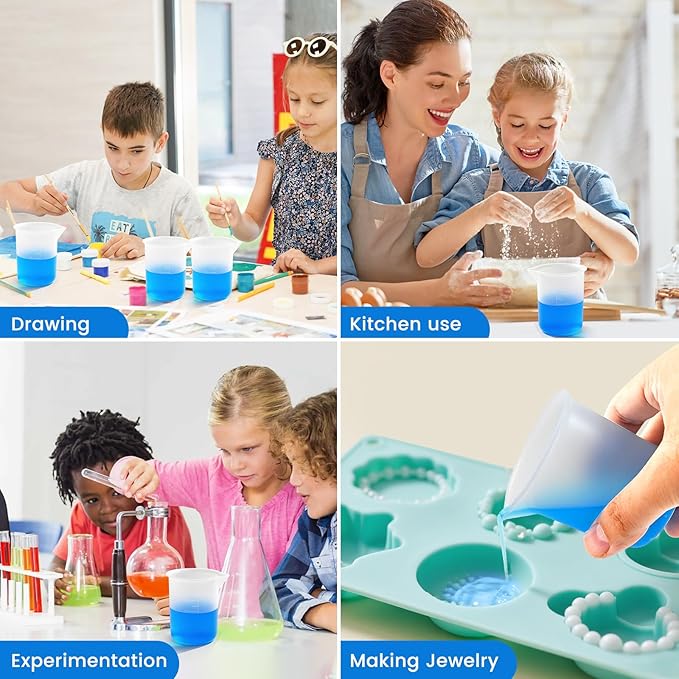 4PCS Silicone Laundry Detergent Cup Holder - Liquid Laundry Detergent Dispenser Cups Reusable, Flexible Washable Liquid Measuring Cups for Home, Dorm, Hotel