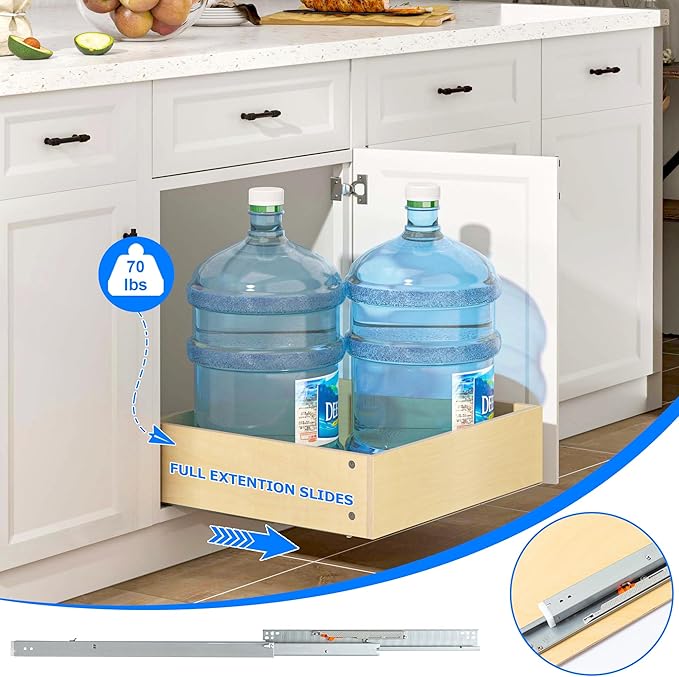 WelFurGeer Soft Close Pull Out Drawers for Cabinets, 14" W x 22" D Pull Out Cabinet Organizer, Space-Saving Cabinet Organizer with Easy Installation, Durable Pullout Drawers for Home Kitchen