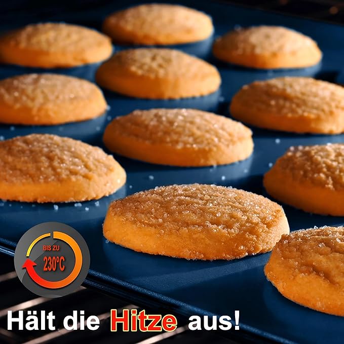 NutriChef 8-Piece Nonstick Baking Pan Set - Premium Carbon Steel Bakeware w/ Silicone Handles - Includes Pizza Tray, Loaf Pan, 12-Cup Muffin Pan, Round/Square Pans, & Cookie Sheet - Blue