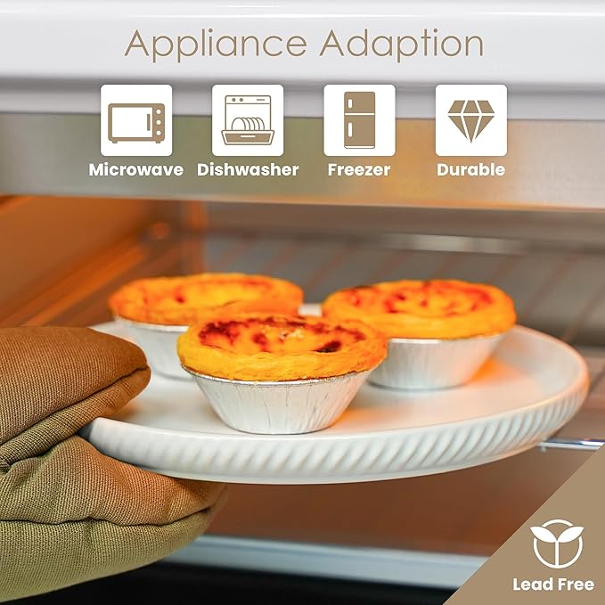 Earthsong Dinnerware Sets for 4, 12-Piece Ceramic Plates and Bowls Set, Dishwasher and Microwave Safe Stoneware Dishes Set, Ribbed, Snowcrest White