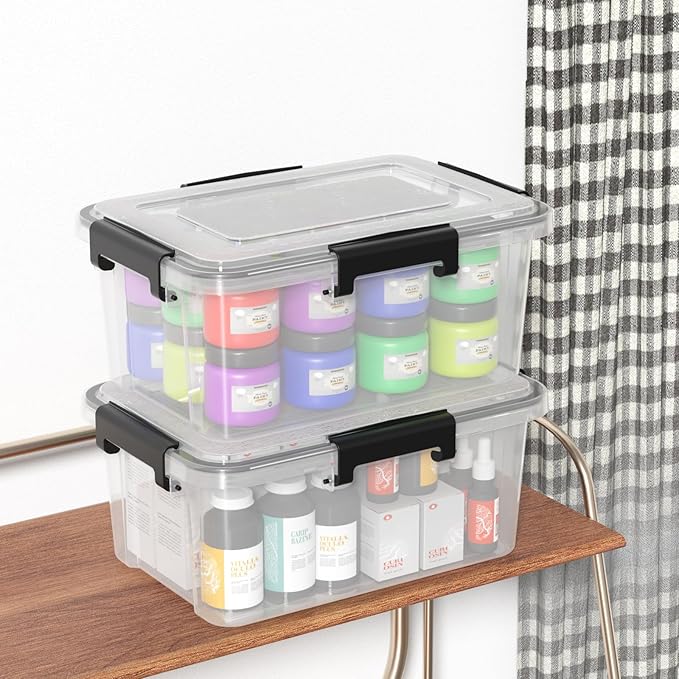 10 Liter Plastic Storage Container with Seal Circle and Latches Lid, Clear Food Storage Boxes Set of 4