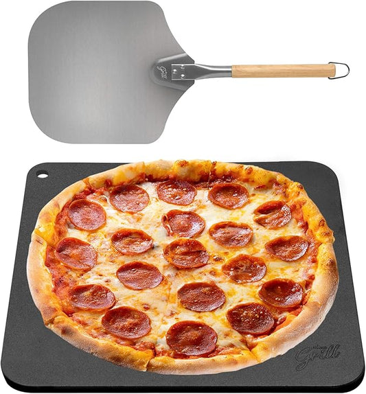 Pizza Steel PRO by Hans Grill | XL 1/4" Thick Square Conductive Metal Baking Steel for Oven and BBQ Cooking Pizzas | Bake and Grill Bread and Calzone with our Cast Iron Pizza Stone