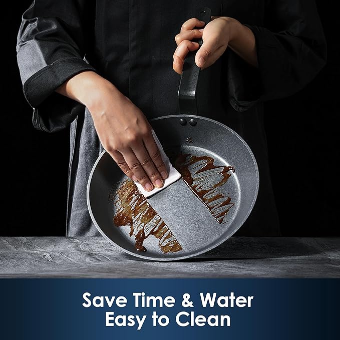 SENSARTE Nonstick Frying Pan Set 2-Piece, Oven Safe Skillets with Swiss Coating, Induction Compatible Chef Pan Set, Dishwasher Safe Cooking Pans, PFOA PFOS Free, 10 and 12 Inch