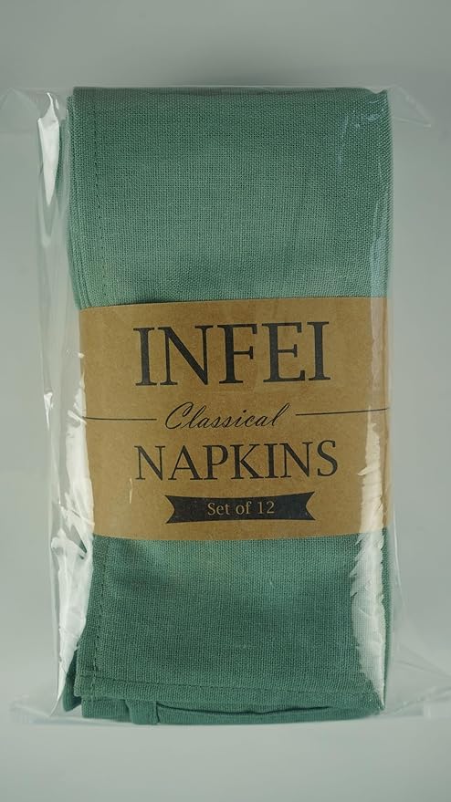 Solid Color Linen Blended Thin Dinner Cloth Napkins - Set of 12 (40 x 40 cm) - for Events & Home Use (Sage Green)