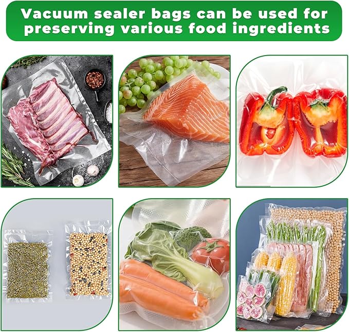 Vacuum Sealer Bags,50 PCS 6"×10" Textured Vacuum Sealing Bags,Commercial Grade, BPA Free, Heavy Duty,Great for Food Storage Meal Prep or Sous Vide Cooking.