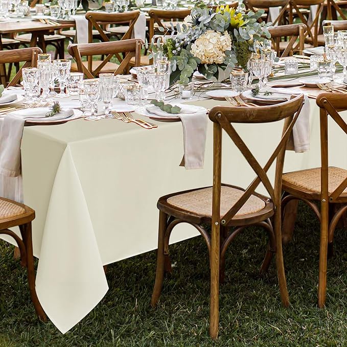 Fitable 8 Pack Table Cloth Rectangle Table: Stain and Wrinkle Resistant Tablecloth Rectangular, Washable Polyester Tablecloths for Wedding Party Dining Banquet Event Catering(Ivory, 70x108 Inch)