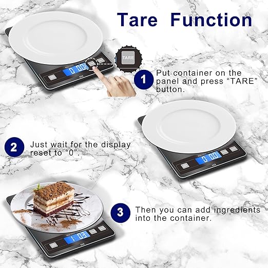 hito Food Scale 22lb Digital Kitchen Scale Rechargeable Waterproof Weight Grams and oz 1g/0.1oz Precise, for Weight Loss, Cooking and Baking, Black