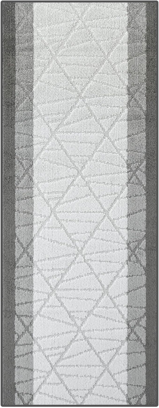 29 ft Grey Extra Long Hallway Rug | Custom Length – Cut to Fit Your Space | Slip Resistant, Non-Skid Backed | Easy to Clean, Washable, Durable, Pet Friendly | 2'1" x 29'1'' Runner Size | REMNAZ