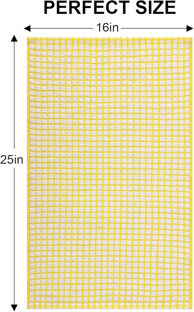 Kitinjoy Cotton 6 Pack Terry Kitchen Towels, 16 x 25 Inches Super Soft and Absorbent Dish Towels, Quick Drying Hand Towels for Kitchen Drying, Yellow