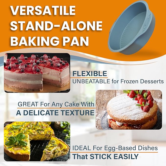 8 Inch Springform Cake Pan NONSTICK - Cheesecake Pan with Silicone Sleeve – NO LEAKS in Water Bath - No Foil Wrap Needed - Easy Cake Release – Sturdy Build - Heavy-Gauge Carbon Steel 0.4 mm