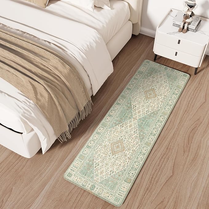 GENIMO Kitchen Mats for Floor, Washable Anti Fatigue Mat for Cushioned, 17.3"x59", Waterproof Kitchen Rugs, Non Slip Foam Comfort Standing Mat Rug for Home, Runner, Sink, Laundry, Green