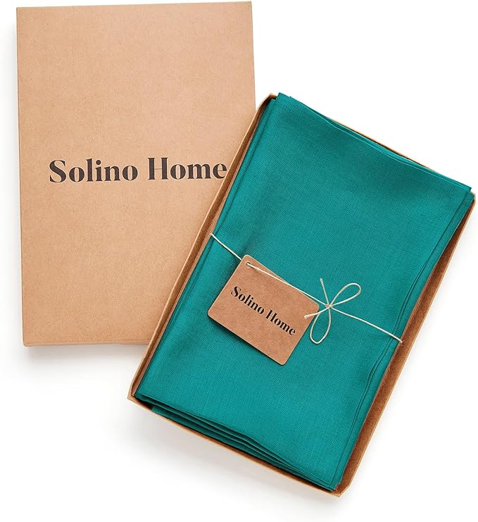 Solino Home Linen Cloth Napkins Set of 4-100% Pure Linen Teal Dinner Napkins 20 x 20 Inch for Fall, Autumn - Fete, Handcrafted and Machine Washable