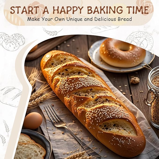 Sourdough Bread Baking Supplies and Starter Kit (2 Silicone Banneton Bread Proofing Baskets and a jar)