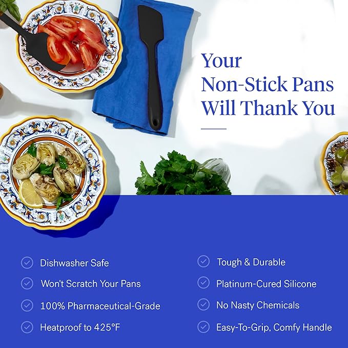 GIR: Get It Right 10-Piece Cooking Utensils Set - Black Silicone - Spatula Set, Silicone Spatulas & Kitchen Spoons - Heat-Resistant up to 425°F - Nonstick Cookware-Friendly - Dishwasher-Friendly