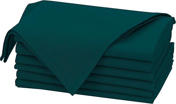 Ruvanti Linen Napkins Set of 6, 18x18 Cloth Napkins, Cotton Linen Blend Napkins Cloth Washable, Soft, Reusable Dinner Napkins for Wedding, Parties, Christmas, Thanksgiving, Everyday Use - Teal