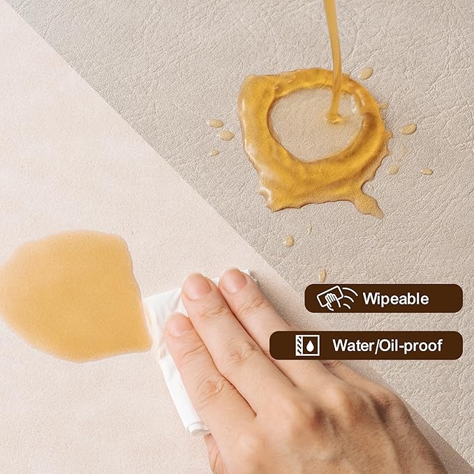 DOLOPL Placemats Set of 8 Reversible Dual-Color Table Placemats –Heat Resistant Wipeable & Washable Place Mats, Luxury Faux Leather Table Mats for Vintage Dining Table Decor (Beige&Light Grey)