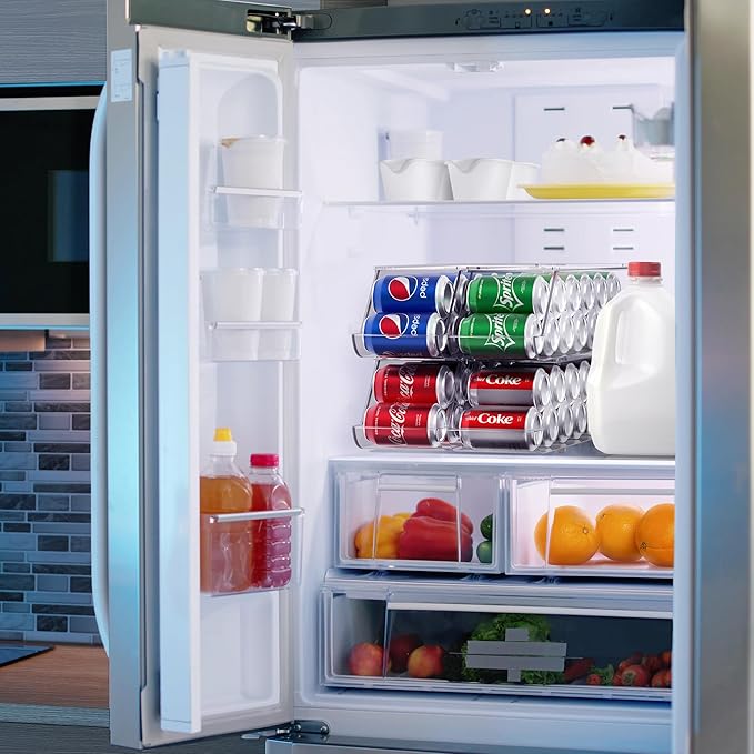 Sorbus Soda Can Organizer for Refrigerator – Stackable Can Dispenser with Lid for Fridge, Pantry, or Freezer – Holds 12 Cans Each, BPA-Free Clear Drink Organizer (4-Pack)