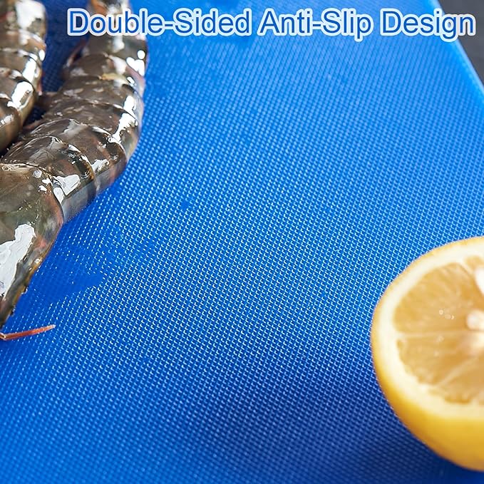 CURTA 2-Pack Blue Cutting Boards for Kitchen, 24" x 18" x 0.5" Color Coded Plastic Chopping Board with Anti Slip Surface Dishwasher Safe