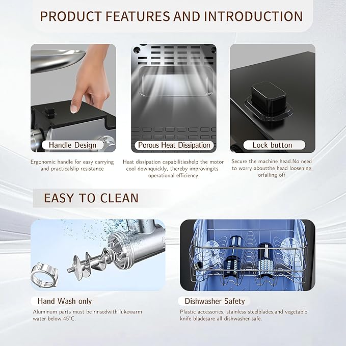 Electric Meat Grinder 2800W Sausage Stuffer Maker 4-In-1 Vegetable Shredder With 3 Slice, Shred Blades,5 Blades,Sausage Stuffer,Kubbe Kit For Home Kitchen Use