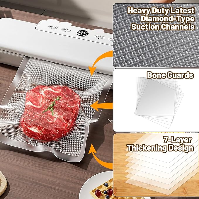 200 Pint Vacuum Sealer Bags, BPA Free 6 x 10 Inch Vacuum Seal Bags for Food Saver, Seal a Meal, Weston. Heavy Duty Commercial Grade Vacuum Food Storage Bags for Sous Vide Freezer Vac Storage Meal Prep