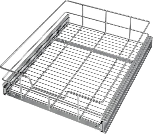 Pull Out Cabinet Organizer 14" W X 22" D, Slide Out Drawers For Kitchen Organizers and Storage, Pull Out Drawers For Cabinets Capacity Heavy Duty Caddy, Cabinet Shelves Chrome-Plated, Bathroom Pantry