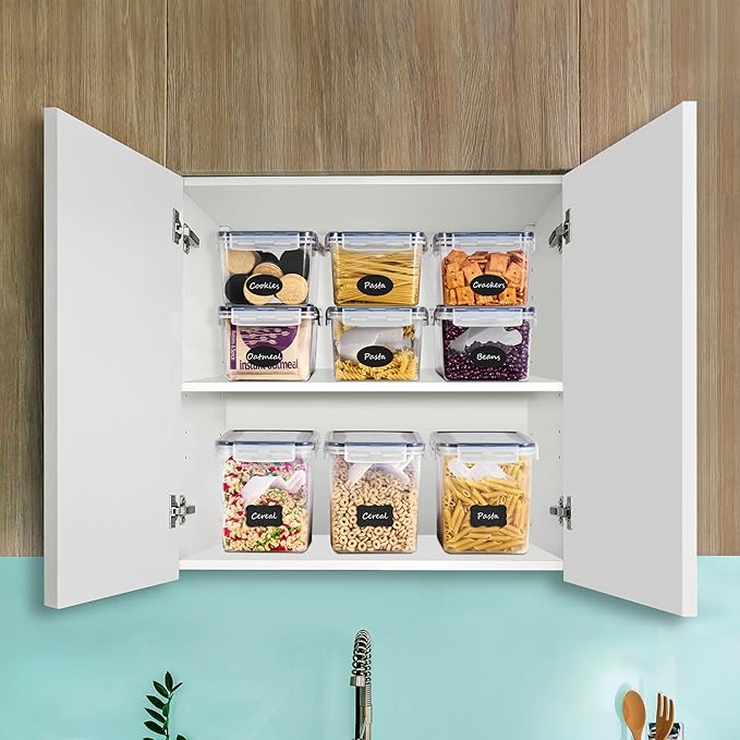 Sorbus Food Storage Containers - Pack of 6 - Air Tight, Four-Way Snap Lids Keeps Food Fresh - Store Cereal, Pasta, Flour, Nuts, Candy - Durable Plastic Kitchen Pantry Bins