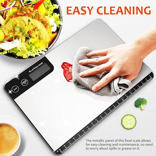 Electronic Food Scale Stainless Steel Kitchen Scale with Tare Function High Precision Grams Ounces Measurement Easy-Clean Panel for Baking Meal Prep Cooking