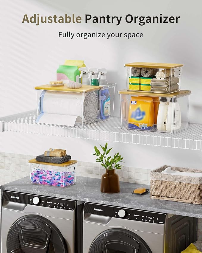 Trash Bag Dispenser Holder - 3 in 1 Acrylic Plastic Garbage Bag Pantry Organizer, Clear Large Laundry Pods Container with Lid, Stackable Under Sink Kitchen Laundry Room Organization and Storage