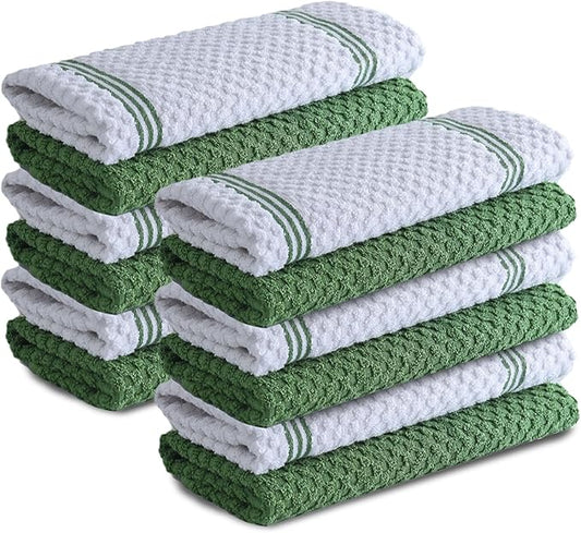 Infinitee Xclusives Premium Kitchen Towels - [Pack of 12] 100% Cotton Kitchen Hand Towels (15 x 25 Inches) - Dish Towels for Kitchen |Sturdy Green|