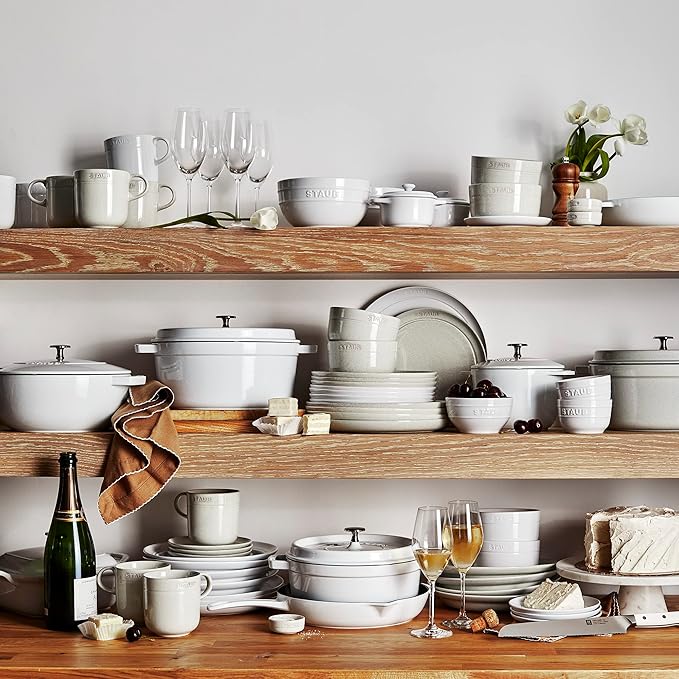 STAUB Cast Iron Dutch Oven 5.5-qt Round Cocotte, Made in France, Serves 5-6, White