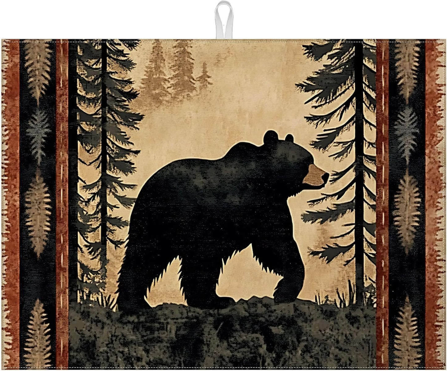 Forest Bear Dish Drying Mat for Kitchen Counter Microfiber Absorbent Dish Kitchen Drying Mat Draining Reusable Washable for Dishes/Utensils/Counterto