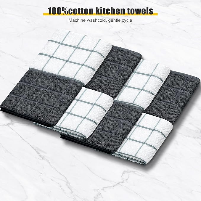 Oven Mitts Kitchen Towels Dishcloths with Pot Holders Sets 12PCS,Dish Towels Sets,Oven Gloves Pot Pads Heat Resistant 500 Degrees with Non-Slip Silicone Surface for Cooking Baking Grilling-Deep Green
