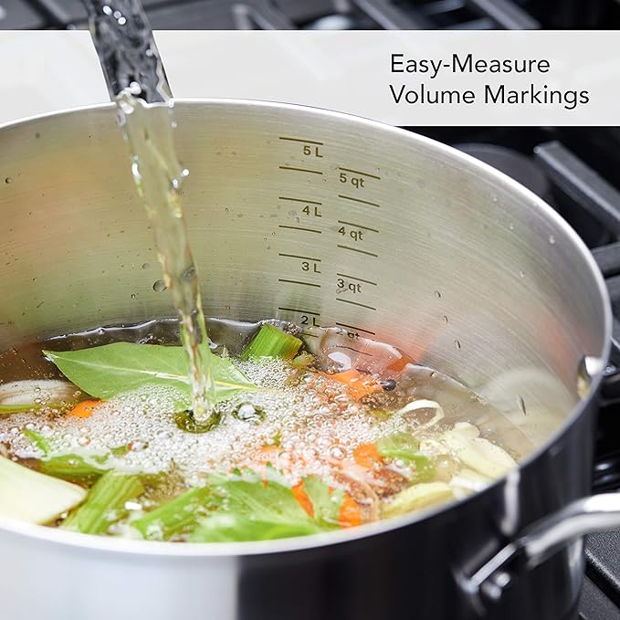 KitchenAid 3-Ply Base Brushed Stainless Steel Cookware Pots and Pans Set, 10 Piece